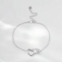 1 Stück elegantes Schmetterling-Herz 925 Silber Damen Armband mit Zirkonia Steinen, geeignet für Hochzeit, Feiertage, täglichen Gebrauch, Geschenke