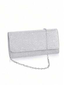 4 Peças Conjunto de Acessórios Femininos Versáteis e Elegantes, Bolsa Clutch, Bolsa de Ombro com Corrente, Colar Rendado com Strass, Brincos e Pulseira, Conjunto de Joias para Festas