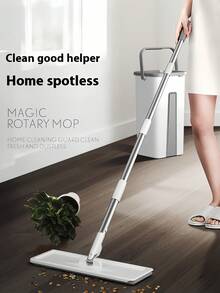 Household Mop And Bucket Set, With 3 Replaceable Microfiber Pads, Rotating Floor Mop And Scraper Bucket, Suitable For Both Dry And Wet Use, Easy To Clean, Cleaning Tools - White - View 7
