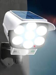 1 PC Motion Sensor Solar Light, 77 LED Spotlights With Remote Control, Outdoor Wireless Floodlight Virtual Like Security Camera For Hotel, Porch, Garden, Patio, Driveway - Solar Powered And Wireless Wall Light