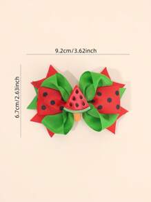 2pcs Red Fruit Hair Bow Clips For Girl,Fabric Watermelon Decor Bow Hair Clips,Fashion Alligator Clips Hair Accessories For Gifts