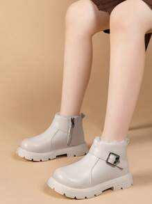 1 Paar Kindersportschuhe, Kinderstiefel, britischer Stil, thermisch gefüttert für den Winter, geeignet für Mädchen & Jungen