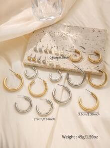 Juego de 24/12 pares de aretes elegantes y de moda para mujeres, aretes de aro lisos de metal minimalistas, aretes tipo botón con forma de corazón de perla falsa, apropiados para uso diario, citas y fiestas, regalo ideal para días festivos