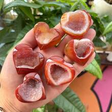 1pc Natural Crystal Healthy Energy Stone Red Agate Geode Heart Carving Decorative Agate Display Stone - Agate Geode Heart - View 8