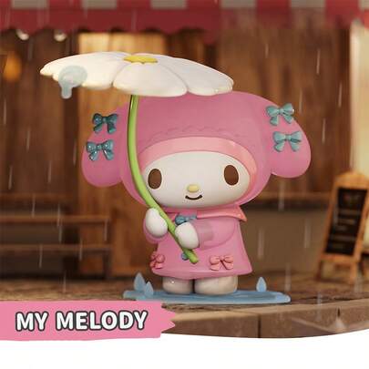Sanrio Characters Rainy Day Series Collectible Figurines - Weather-Themed Decorative Plush Ornaments Featuring Hello Kitty & Friends (Kuromi, Pompompurin, My Melody, Cinnamoroll) For Home & Office Decor