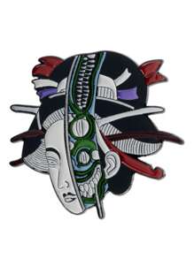 Fashionable Creative Japanese Geisha Halloween Quirky Portrait Personalized Enamel Pin, Versatile Brooch
