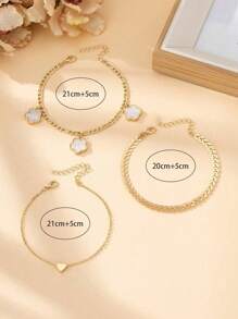 Lot de 3 bracelets de cheville élégants à trèfle porte-bonheur pour femmes, bracelets de cheville en cristaux de guérison à cinq feuilles, convenant à un port quotidien, cadeau idéal pour la petite amie, l'épouse ou la partenaire