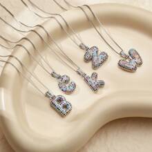 1pc Fashionable Gold A-Z 26 Bubble Letter Pendant Necklace, Suitable For Men & Women Daily Wear
