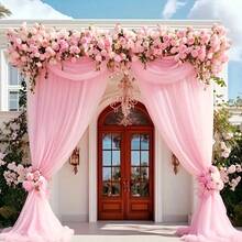 2/4 Stück weiße transparente Hintergrundvorhänge, 2025 Neujahrs Dekorations Banner, weißer Hochzeitsbogen Schleiervorhang, Hochzeitsparty Hintergrundtuch, Brautparty Geburtstags Dekorations Zubehör, Hochzeits Zubehör, Hochzeits Dekorations Tüll, Hochzeits Gastgeschenk, Valentinstag Dekoration, Bühnen Dekoration Tüll - Pink - Übersicht 7