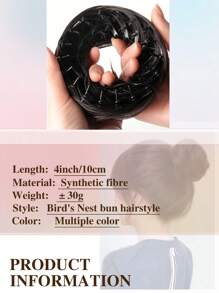 4-Inch Expandable Elegant Women's Hair Bun Maker | High-Temperature Fiber, Suitable For All Hair Types, Safe Adhesive Design, Easy Bun Styling, Fashionable Black Hair Bun Maker