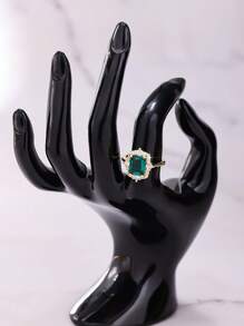 1 anel vintage elegante clássico com esmeralda quadrada e zircônia cúbica, presente para mulheres, amantes, mães, dia dos namorados, aniversário, surpresa memorável