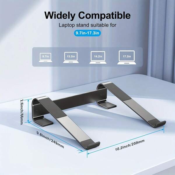 Support pour ordinateur portable - Rehausseur pour ordinateur portable - Support réglable en hauteur de 10 à 18 pouces - Support de refroidissement pour ordinateur portable - Universel pour ordinateurs portables, compatible avec MacBook et ordinateurs portables - Comprend des outils
