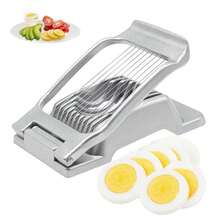 Cortador de huevos de metal resistente, cortador de huevos cocidos de acero inoxidable, corte manual de jamón, champiñones, fresas, frutas blandas, utensilios de cocina - Plateado - Ver 1