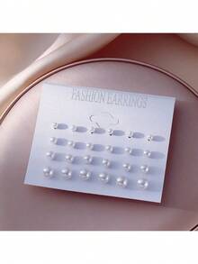 12pcs/Set Minimalist Fashion Versatile Cute Pearl Stud Earrings Combo
