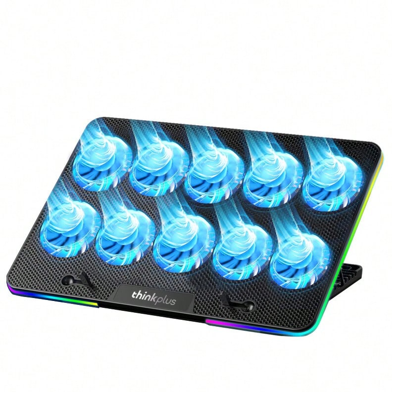 Lenovo Laptop Stand ZJA9 10-Core Fan With Multiple Adjustable Gears Cool Appearance Powerful Compatibility Low Noise Design Triangle Stable RGB Switch Black - Black - View 1