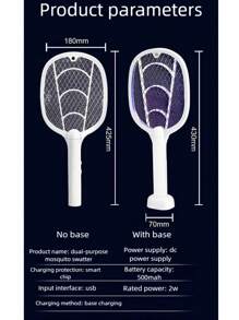 Electric Mosquito Swatter USB Household Electronic Mosquito Killer Rechargeable Mosquito Swatter Electric Shock Mosquito Killer Fly Swatter Mata Moscas Bug Zapper,500mAh