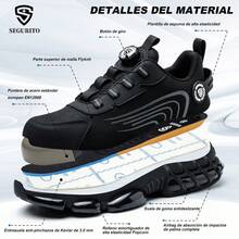 SEGURITO Zapatos para hombre,tenis industriales hombre,tenis industriales para mujer,bota industrial,tenis con casquillo,diseño con puntera de acero para resistencia a impactos y perforaciones, suelas antideslizantes y resistentes al desgaste, amortiguación para una pisada cómoda. Adecuadas para obras de construcción, operaciones logísticas y trabajos al aire libre en múltiples escenarios.(Elija el tamaño según la longitud de su pie) - Negro - Ver 5
