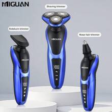 Kit eléctrico de acicalamiento multifunción 3 en 1 - Afeitadora, recortadora de nariz y rasuradora de patillas, con pantalla digital. Es conveniente para viajar y adecuado como regalo para amigos hombres. Capacidad de batería de 600 mAh