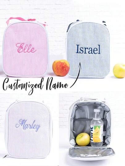 1pc Personalized Lunch Bag, Can Customize Name, Back To School Gift, Customized Text Gift Bag, Large Capacity Lunch Box Bag, School Supplies, Suitable For Office, School, Classroom, Teacher Gift, College, Coworker, Dorm