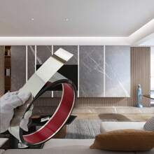Barra plana metálica de acero inoxidable plateado con respaldo autoadhesivo para decoración de pared