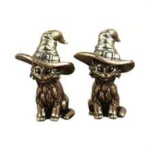 1PC-Pure Brass Wizard Kitten, Home, Living Room, Bedroom, Bar Counter Ornament, Decorative Creativity, Fantasy Animal, Magic Kitten, Holiday Gift, Halloween Present