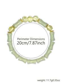 Una pulsera elástica de cuentas transparentes con cadena de bambú articulado, elegante y sofisticada, que simboliza la riqueza y la prosperidad. Adecuada para el uso diario, ocasiones de citas y un regalo pequeño y delicado.