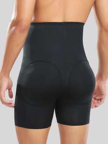 1PC Men Shapewear Tummy Control Removable Paded Underwear Slimming Body Shaper Leg Compression Shorts - Black - View 4