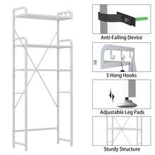 Over The Toilet Storage Rack With 3-Tier Bathroom Shelves, Space Saver Toilet Shelf, Bathroom Storage Organizer With Hooks For Over Toilet Storage And Shelf (White) - trắng - Xem 4
