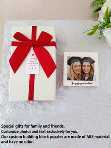 1 pieza Ladrillo de construcción personalizado con foto y texto personalizado. Bloque de construcción con puzzle personalizado.