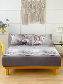 2/3 Piece Soft Bed Sheet Set - Bedding Set Includes 1/2 Pillowcases And 1 Mattress Protector (30cm/12 Inch Deep) - Modern Mattress Cover Or Mattress Pad, Fits All Bed Sizes Including Twin, Full, Queen, King, Single And Double - Grey - View 6