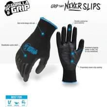 Gorilla Grip Gloves, Max Grip, All Purpose Work Gloves, Slip Resistant, Nylon Shell, Large, 10 Pairs
