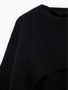 DEEKA Autumn/Winter New Arrival Casual Poncho Style Crew Neck Long Sleeve Short Knitted Cardigan Coat Black Spring - Black - View 6