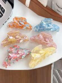 1pc New 3D Tulip Flower Clamp Hair Clip, High-Grade Acrylic Double-Sided Floral Hair Claw, Minimalist Hair Accessory