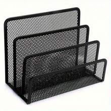 Black Mesh Letter Mail Business Document Tray Desk Office File Holder Organizer - Black - View 3