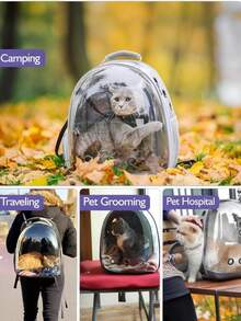 1 Stück transparente Raumkapsel Haustier Rucksack, tragbarer Katzenträger, geeignet für kleine/mittlere Katzen & Welpen, großes Fassungsvermögen, atmungsaktiv & hitzebeständig für den Sommer, Haustier Rucksack, Katzen Reisetasche, Mehrfarbige Optionen - atmungsaktives Nylon, Reißverschluss Kapsel Design, geeignet für kleine Haustiere, ideal für Reisen und Outdoor-Nutzung, Haustier Reise Rucksack, tragbarer Haustier Halter, Urlaub, Hundeausführen, Größe 31*42*28CM