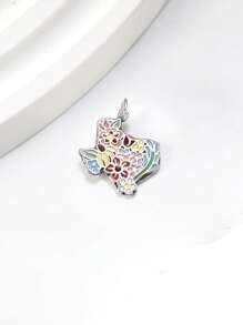 1pc Simple And Unique 925 Sterling Silver Enamel Texas Forged Charm DIY Pendant Delicate Jewelry Gift For Women Or Men