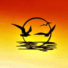 2D Flat Iron Sunrise And Seagulls Metal Wall Art. It Features A Circular Silhouette Design, Suiting Living Rooms, Bedrooms, Dining Areas, And Offices. It's An Elegant Home Decoration Gift Idea, Great For Home Adornment And Serves As The Perfect Room Decor.