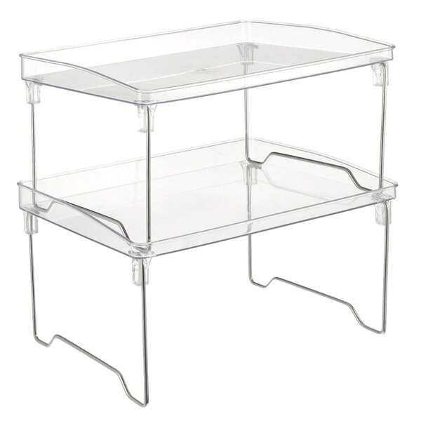 2pcs Foldable Transparent Acrylic Storage Shelf - Matte Finish Space- Spice Rack Organizer, Cabinet Organizer Shelf,Stackable Kitchen Counter Shelves, Countertop Organizers, Clear Plastic Storage Shelves Rack For Makeup Bathroom Desk Pantry Organization