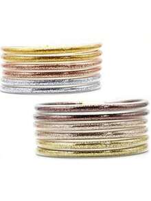 6pcs Mixed Metal Color Jelly Bangle Beacelet - 3 Colors, 6 Pieces - View 9