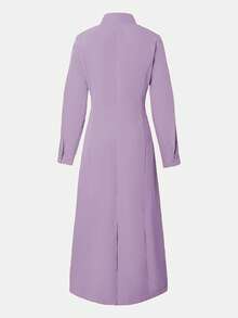 Spring And Autumn New Fashion Elegant Lapel Button Long Sleeve Women's Arabic Dress