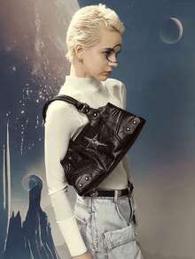 1 件复古 Y2K 机车女孩手提包，朋克风格单肩包，独特的千禧斜挎包，配有可调节肩带，适合外出、通勤、大学、工作、旅行、拍照