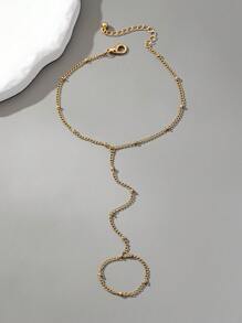 1 Pc Minimalist Beaded Chain Linked Finger Ring
