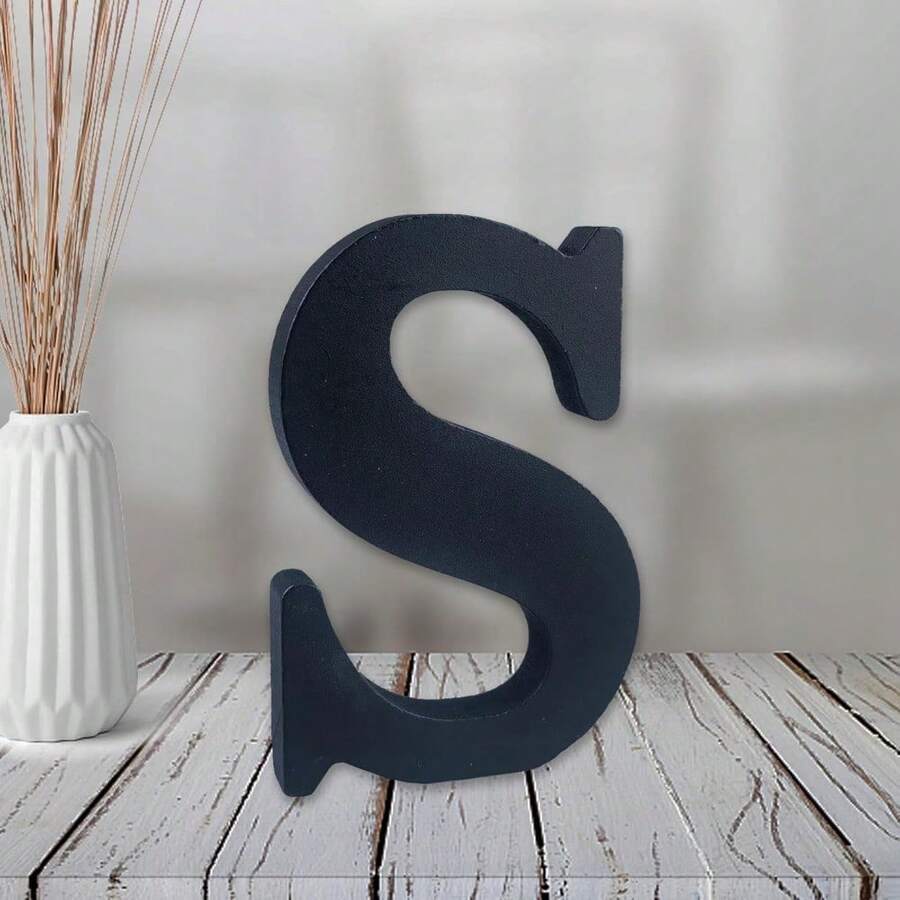 Local Delivery-- 4 Inch Black Wood Letters Unfinished Wood Letters For Halloween Decorative Standing Letters Slices Sign Board Decoration For Craft Home Party Projects (A) - S - View 1