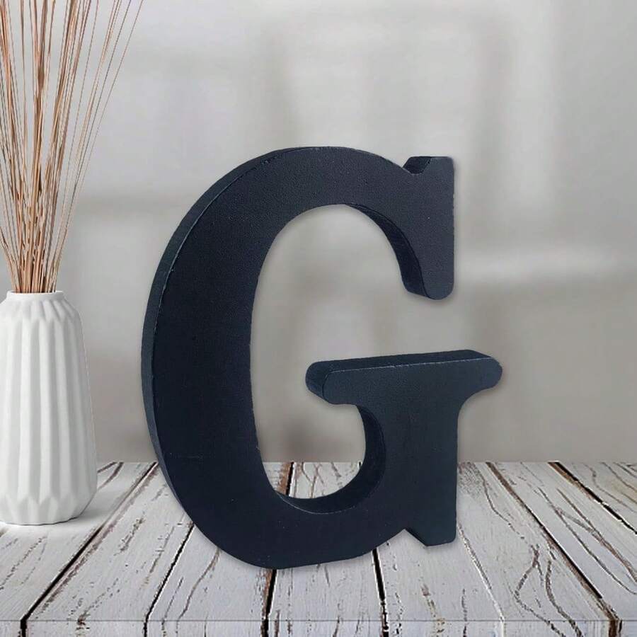 Local Delivery-- 4 Inch Black Wood Letters Unfinished Wood Letters For Halloween Decorative Standing Letters Slices Sign Board Decoration For Craft Home Party Projects (A) - G - View 1
