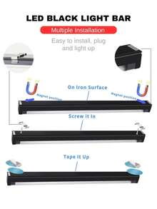 ONELEDWANGRX 2pcs/Set UV Black Light Strips, Glow In Dark Party Decor, Blacklight Neon Flashing Party Lights, Easy Install Semi-Embedded Detachable Lighting, DJ Blacklight, UV Lamp For Birthday Disco Theme Party, Bar Decor, Home Decor, Glow Party, Christmas Supplies And Decorations, Body Painting, Stage, Tapestry, Poster, Bedroom, Neon Party, Halloween Decoration - Purple - View 9