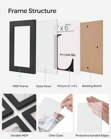 SONGMICS 12-Pack 4X6 Collage Picture Frames, Picture Frames Collage For Wall Decor, Black Photo Collage Frame, Multi Picture Frame Set With Glass Front, Assembly Required - Black - View 3