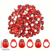 5 Bright Mixed-Color Mini Seven-Hole Bug Stickers, Self-Adhesive Seven-Hole Bug Stickers, Wooden Seven-Hole Bug Stickers, Suitable For Garden DIY Decoration, Flower Pot Decoration, Party Decoration