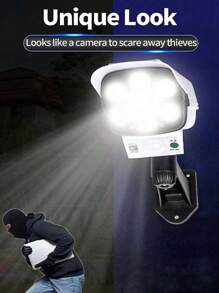 1 PC Motion Sensor Solar Light, 77 LED Spotlights With Remote Control, Outdoor Wireless Floodlight Virtual Like Security Camera For Hotel, Porch, Garden, Patio, Driveway - Solar Powered And Wireless Wall Light