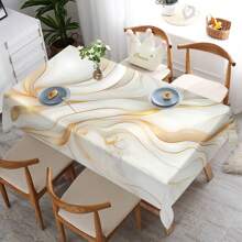 1/20pcs Elegant White Marble Tablecloth With Golden Stripe Design – Rectangular Polyester Table Cover For Dining, Parties, Weddings, And Outdoor Decor – Perfect Gift For Home Styling, Smooth Finish Fabric