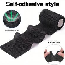 JC TATTOO-Tattoo Machine Grip Tape, Tattoo Grip Protection Bandage, Self-Adhesive Bandage, Disposable Self-Adhesive Bandage, Multiple Sizes Available (1/5/12/24pcs), Elastic Bandage Roll, Suitable For Tattoo Machine, Exercise, Body Protection, Essential For Tattoo Studio! Tattoo Accessories - Black - View 4